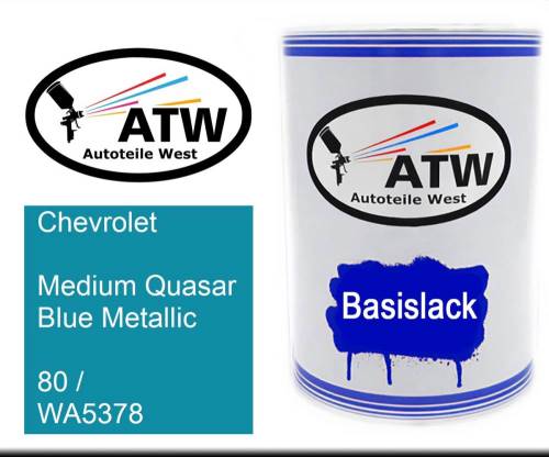 Chevrolet, Medium Quasar Blue Metallic, 80 / WA5378: 500ml Lackdose, von ATW Autoteile West.